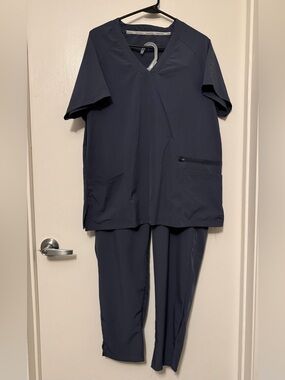 Navy Medical Scrub Set with Zip Pocket